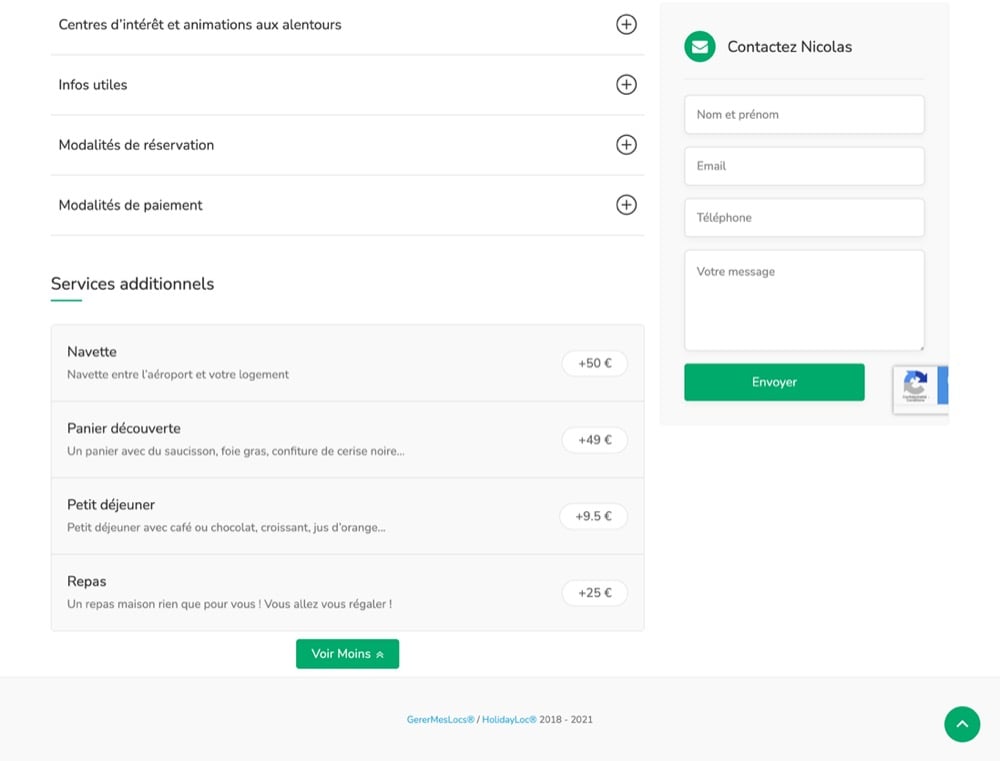 service additionnel upsell location saisonnière