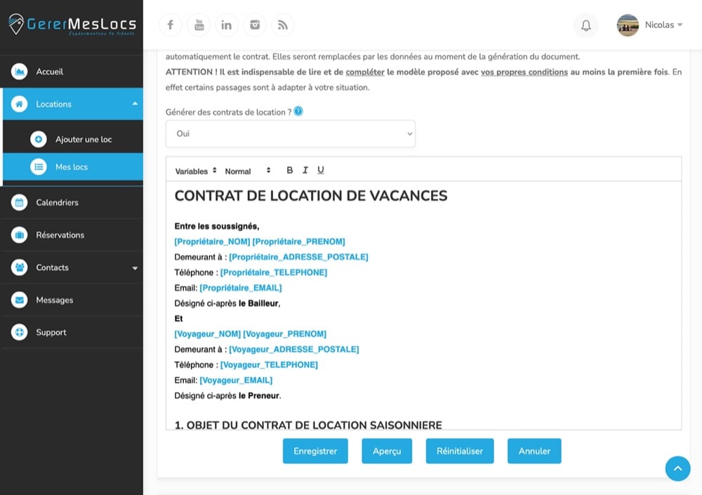 Contrat de location gratuit pour location saisonnière