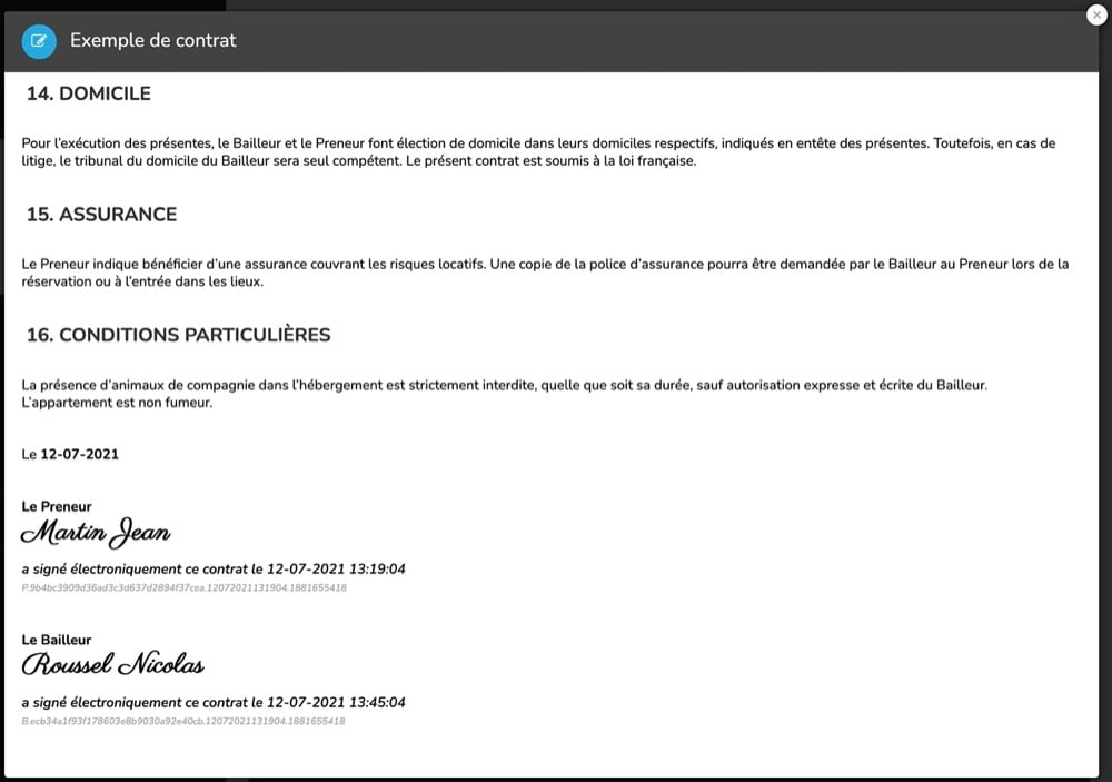 contrat de location de vacance sans commissions 