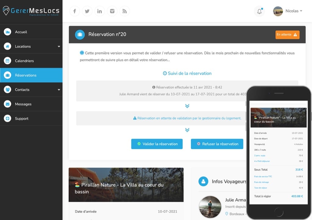 Gérez gratuitement les réservations de vos locataires saisonniers sur tablette et mobile