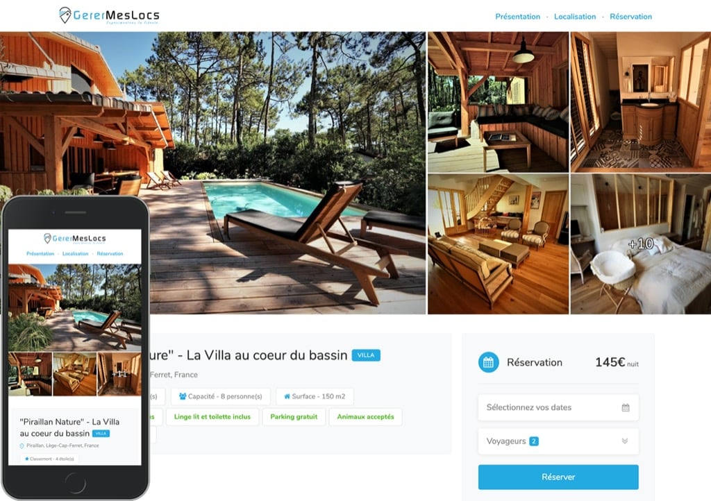 Service de site web gratuit pour votre location saisonnière sur tablette et mobile